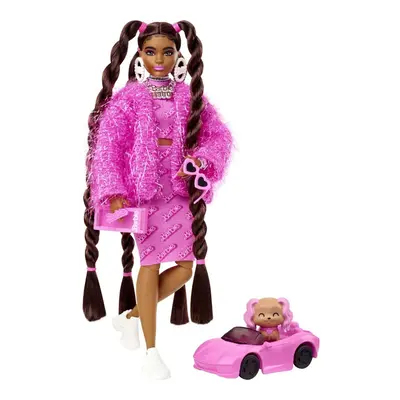 Barbie extra stylová brunetka s pejskem, mattel hhn06