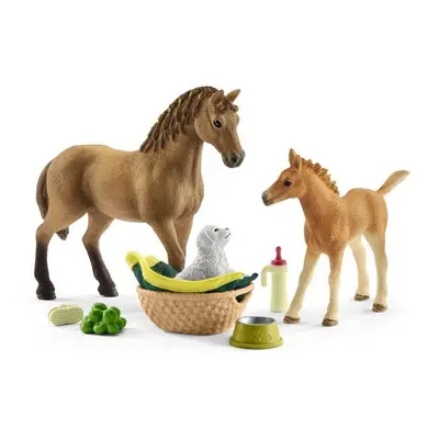 Schleich 42432 set hříbě a quarter kůň se štěňátkem a doplňky