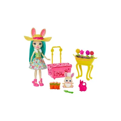 Enchantimals fluffy zajíčková & mop na zahrádce, mattel gjx33