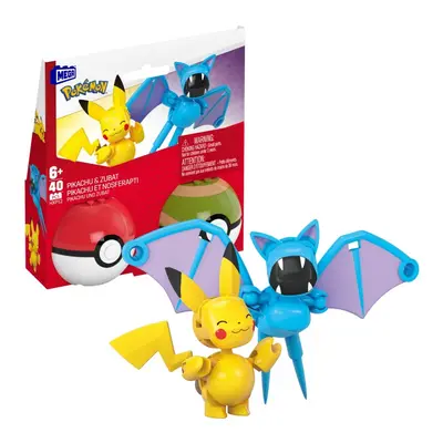 Mattel mega construx pokémon pikachu & zubat 40 dílků, hxp12