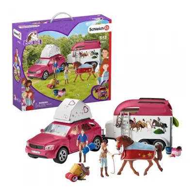 Schleich 42535 dobrodružné auto s přívěsem a koněm