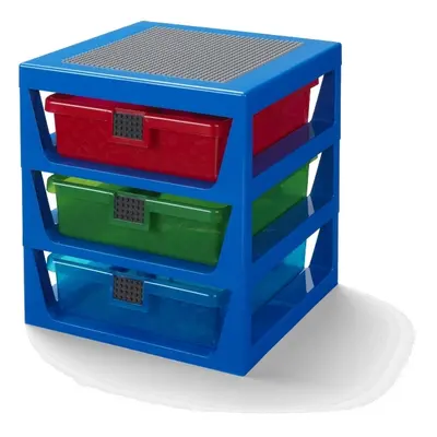 Lego® organizér se třemi zásuvkami - modrá