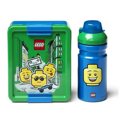 Lego® iconic boy svačinový set (láhev a box) modrá/zelená