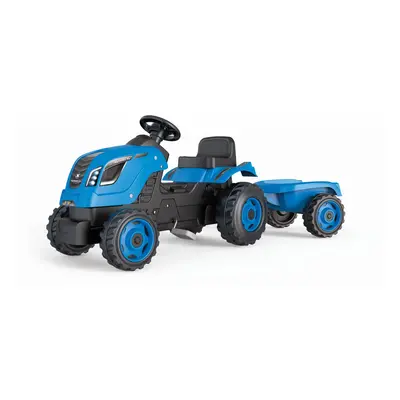 Smoby šlapací traktor farmer xl modrý s vozíkem