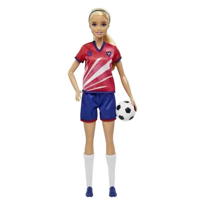 Mattel barbie® fotbalová panenka v červeném dresu hcn17