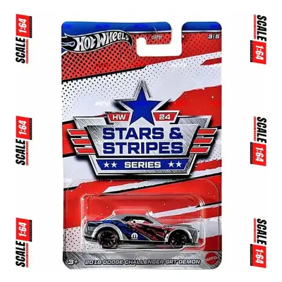 Mattel hot wheels stars & stripes series 2018 dodge challenger srt demon 3/5