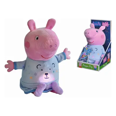 Simba peppa pig 2v1 plyšový usínáček hrající + světlo, modrý, 25 cm