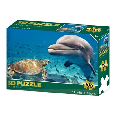 3d puzzle delfín a želva 100 dílků