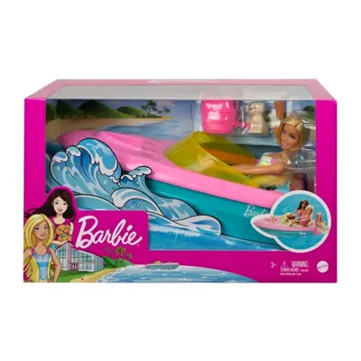 Barbie člun s panenkou a pejskem, mattel grg30