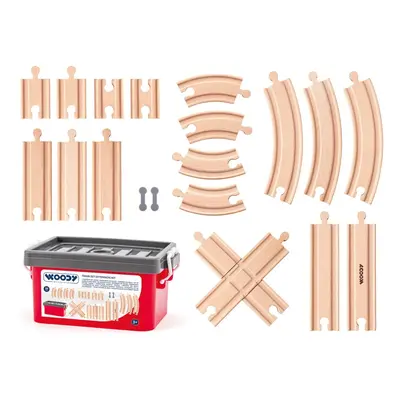 Woodyland set kolejí v plastovém boxu, 20ks