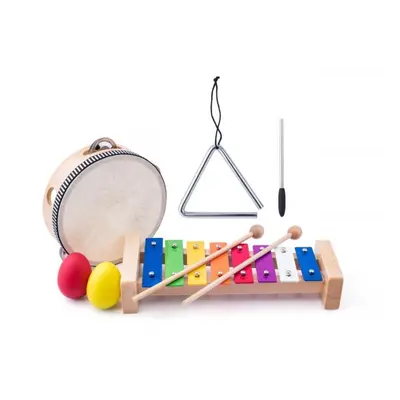 Muzikální set xylofon,bubínek, triangl, 2 maracas vajíčka