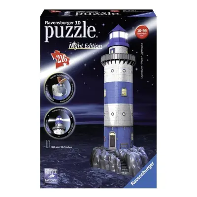 Ravensburger 12577 puzzle 3d maják v příboji, noční edice, 216d.