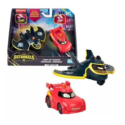 Fisher price batwheels 2 ks svítící auto redbird & batwing, mattel hml26