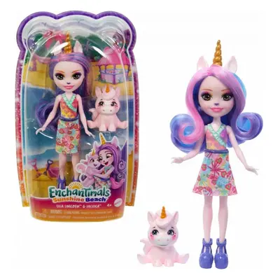 Enchantimals sunshine beach panenka ulia unicorn a pacifica, mattel hrx84