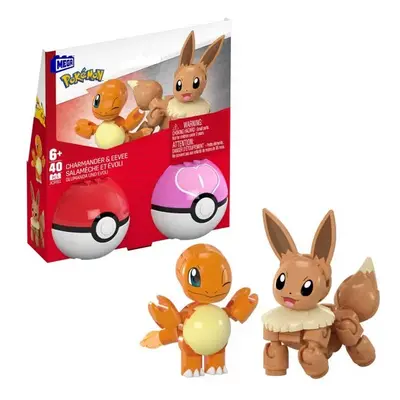 Mattel mega construx pokémon charmander & eevee 40 dílků, hjcr81