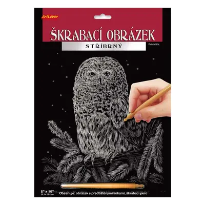 Škrábací obrázek stříbrný sova