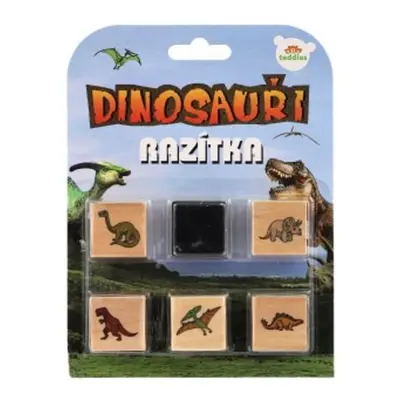 Razítka dřevěná s poduškou dinosauři