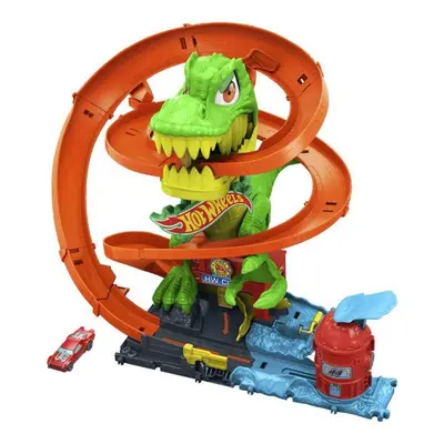 Hot wheels® t-rex útočí na hasičskou stanici, mattel jbm73