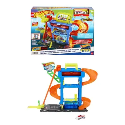 Hot wheels® city color shifters automyčka s otočným tunelem, htn80