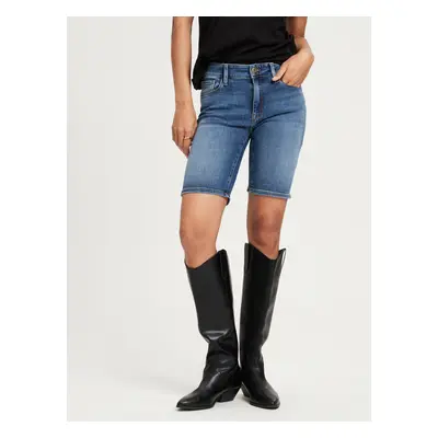 Dámské džínové kraťasy CROSS JEANS Anya Shorts klasicky modré-seprané-31