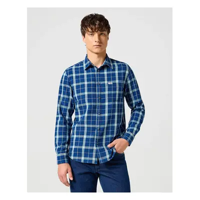 Pánská košile d.r. WRANGLER One Pocket Shirt zeleno-modrá-XL