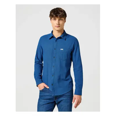 Pánská košile d.r. WRANGLER One Pocket Flannel Shirt modrá-M