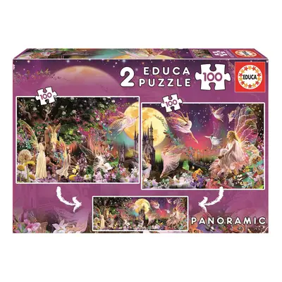 EDUCA Puzzle Panorama Pohádkové víly 2x100 dílků