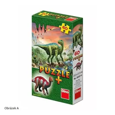 DINO Puzzle 60 dílků Dinosauři 6 druhů + figurka dinosaura