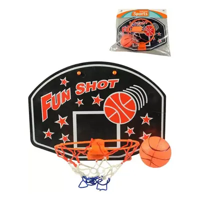 Basketbalový set deska 35x23cm s košíkem a míčem v sáčku