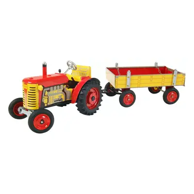 KOVAP Traktor Zetor retro model 1:25 plechový Červený na klíček Kov 0395