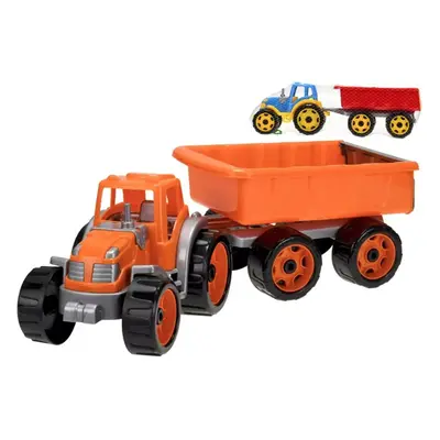 Traktor barevný set se sklápěcím přívěsem 54cm 2 barvy plast v síťce