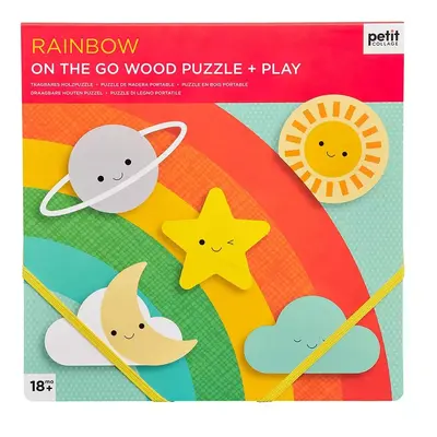 Petit Collage Robustní dřevěné puzzle Rainbow