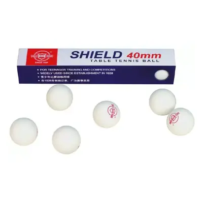 Míčky na stolní tenis ping pong Shield bílé set 6ks 4cm krabička