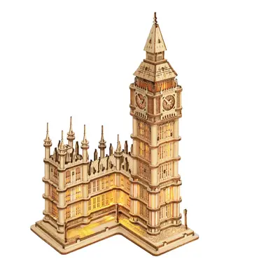 RoboTime dřevěné 3D puzzle hodinová věž Big Ben svítící