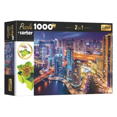 TREFL Puzzle s třídičem 2v1 Noční Dubaj 1000 dílků