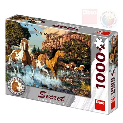 DINO Puzzle 1000 dílků Koně skrytá tajemství 66x47cm skládačka v krabici