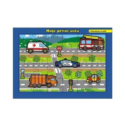 Puzzle deskové Moje první auta s říkankami 26x17cm 24 dílků