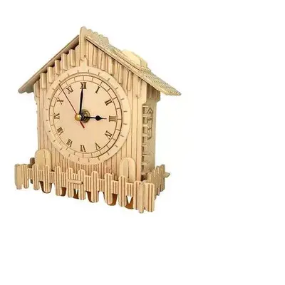 Woodcraft Dřevěné 3D puzzle hodiny domek