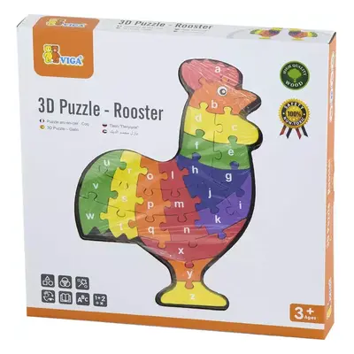 3D puzzle skládačka naučná kohout s písmenky s abecedou