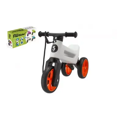 Odrážedlo FUNNY WHEELS Rider SuperSport bílé/oranž 2v1+popruh,výš.sedla28/30cm nos.25kg 18m+v kr