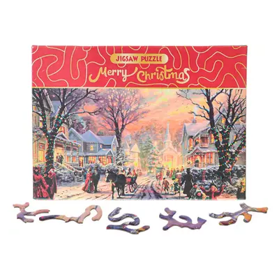 PUZZLE Merry Christmas Zasněžená ulice 75x50cm 468 dílků skládačka v krabici