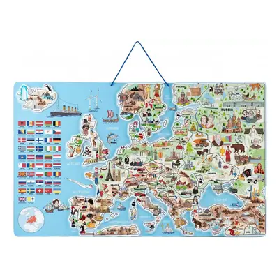 WOODY DŘEVO Hra mapa Evropy 3v1 naučné puzzle skládačka 75x45cm AJ