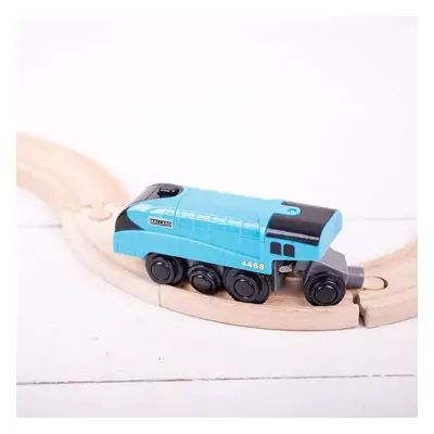 Bigjigs Rail Elektrická lokomotiva Mallard modrá