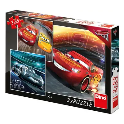 DINO Puzzle Cars 3 (Auta) Trénink 3x55 dílků 18x18cm skládačka v krabici