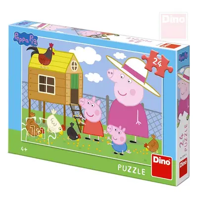 DINO Puzzle 24 dílků Peppa Pig Slepičky 26x18cm skládačka v krabici