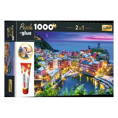 TREFL Sada 2v1 puzzle Vernazza, Ligurie, Itálie 1000 dílků s lepidlem