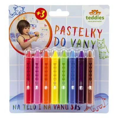 Pastelky omyvatelné do vany set 8 barev do vody na kartě