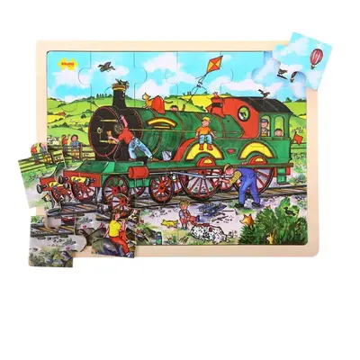 Bigjigs Toys Dřevěné puzzle vlak 24 dílků