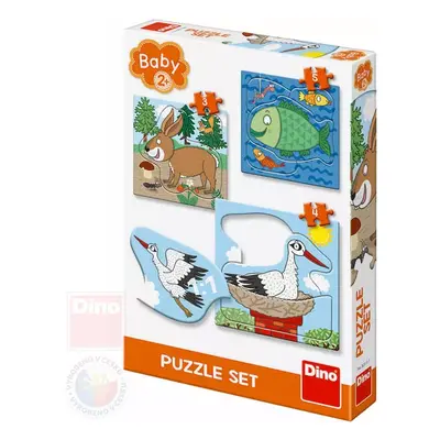 DINO Baby puzzle Kde žijí zvířátka 18x18cm skládačka 3v1 velké dílky