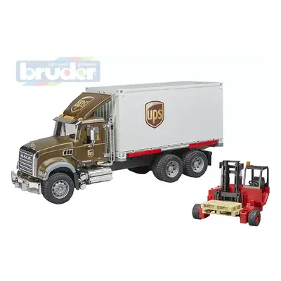 BRUDER 02828 Auto Mack Granite UPS přeprava peněz set s vozíkem a paletami